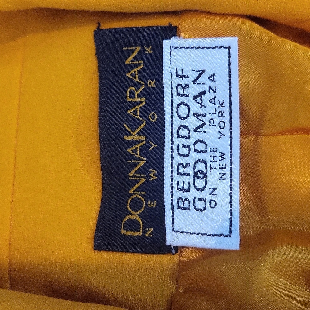 Vtg 80s 90s DONNA KARAN Orange Oversized Longline Wool Crepe 1 Button Blazer - Picture 3 of 16